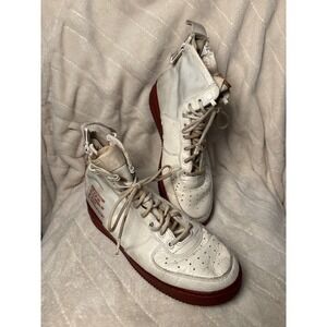 Nike Air Force 1 AF1 Utility High Top Sneakers White Red Mens Size 9